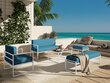 Divvietīgs āra dīvāns Calme Jardin Nicea, zils/balts цена и информация | Dārza krēsli | 220.lv