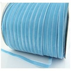 Велюровая (бархатная)  лента RainBow® 6 мм, цвет голубой, 50 м цена и информация | Упаковочные материалы для подарков | 220.lv