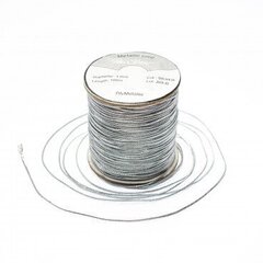 Металлизированный плетеный шнур RainBow® 1 мм, цвет серебра, 100 м цена и информация | Упаковочные материалы для подарков | 220.lv