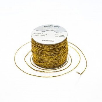 Металлизированный плетеный шнур RainBow® 1 мм, цвет золота, 100 м цена и информация | Упаковочные материалы для подарков | 220.lv