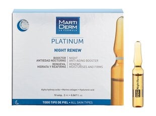 Nakts ādas kopšanas seruma ampulas ar hialuronskābi MartiDerm Platinum Night Renew, 10x2 ml cena un informācija | Serumi sejai, eļļas | 220.lv