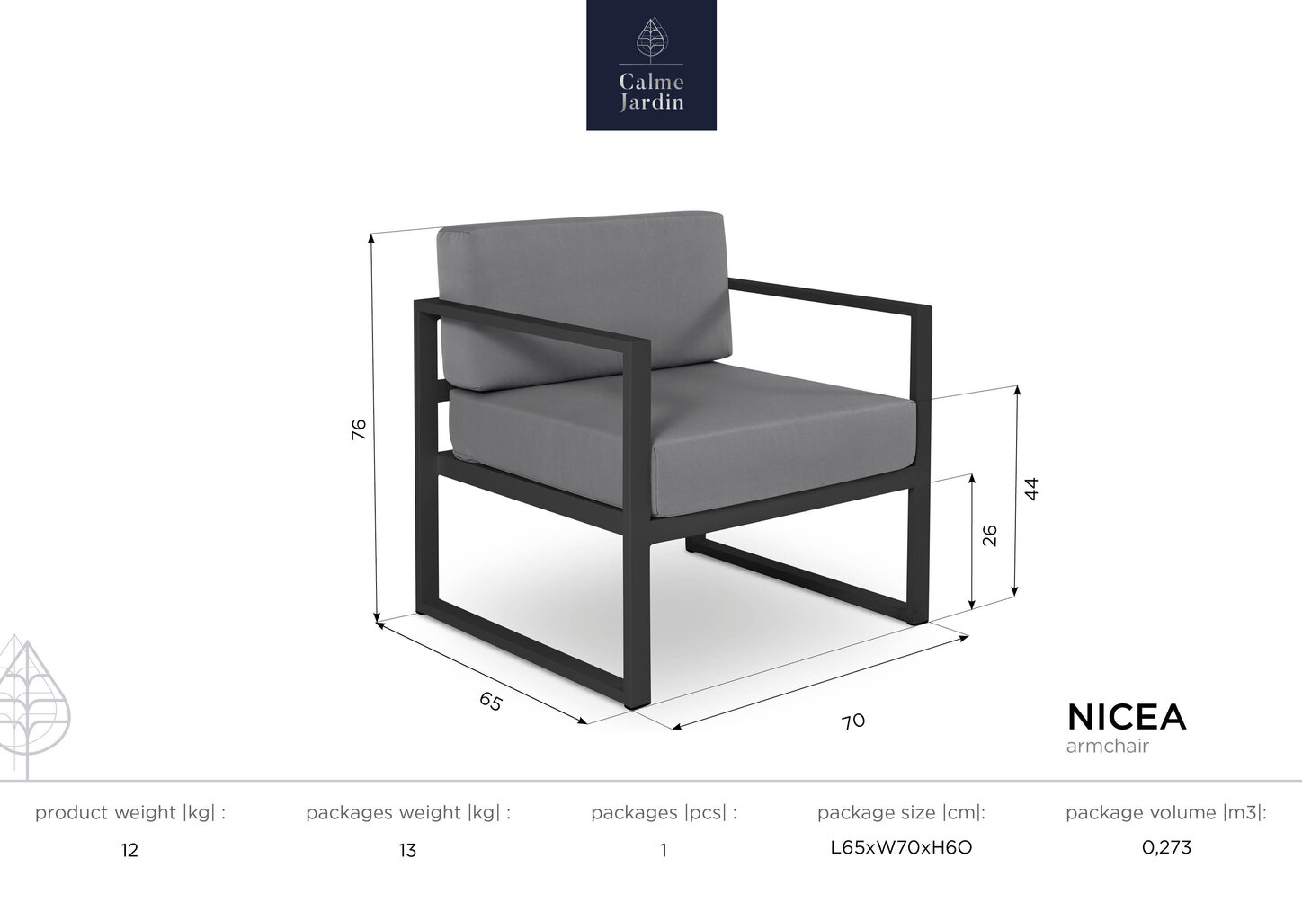 Āra krēsls Calme Jardin Nicea, krēmkrāsas/balts цена и информация | Dārza krēsli | 220.lv