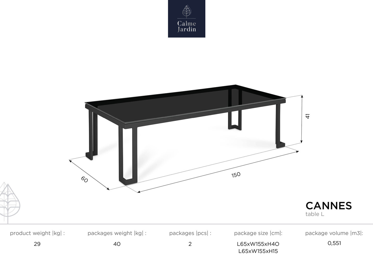 Āra galds Calme Jardin Cannes L, tumši pelēks cena un informācija | Dārza galdi | 220.lv