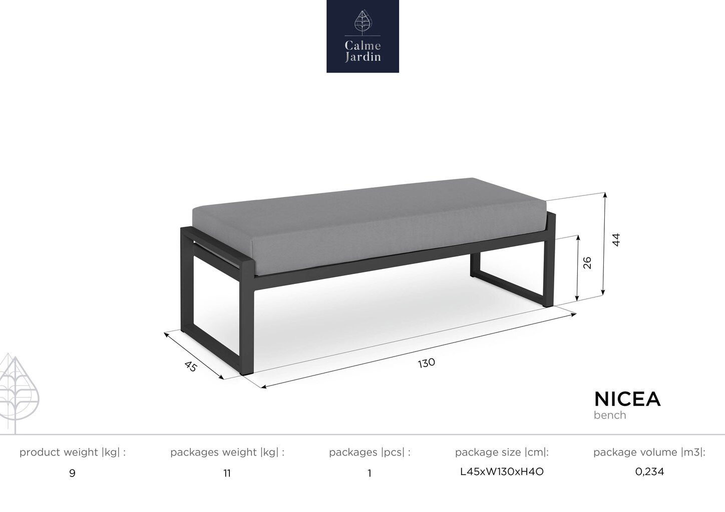 Divvietīgs āra sols Calme Jardin Nicea, gaiši zaļš/gaiši pelēks цена и информация | Dārza soli | 220.lv