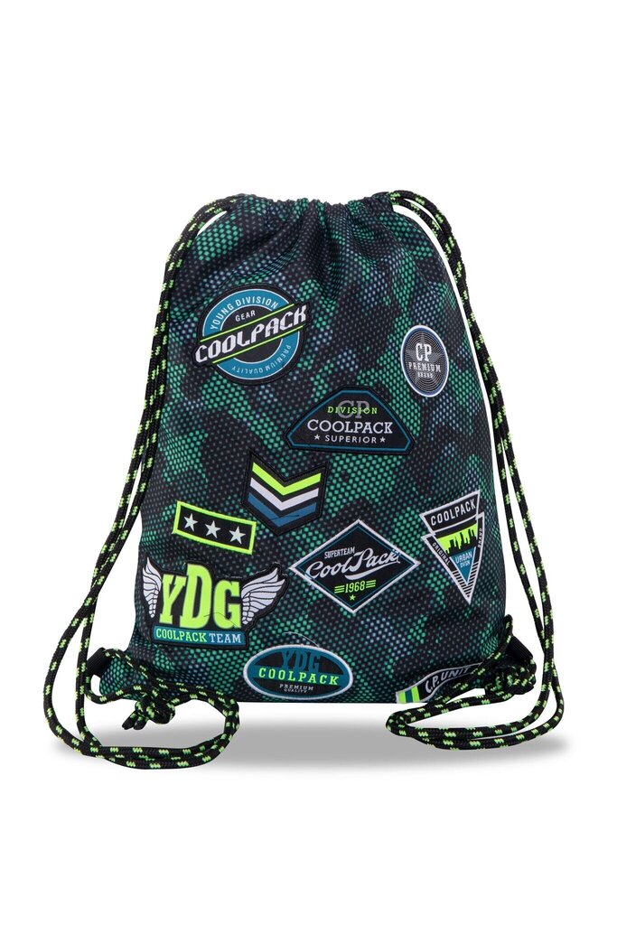Maisiņš-mugursoma sporta apģērbam CoolPack Sprint Badges B Green B73151, ar aplikācijām cena un informācija | Skolas somas | 220.lv