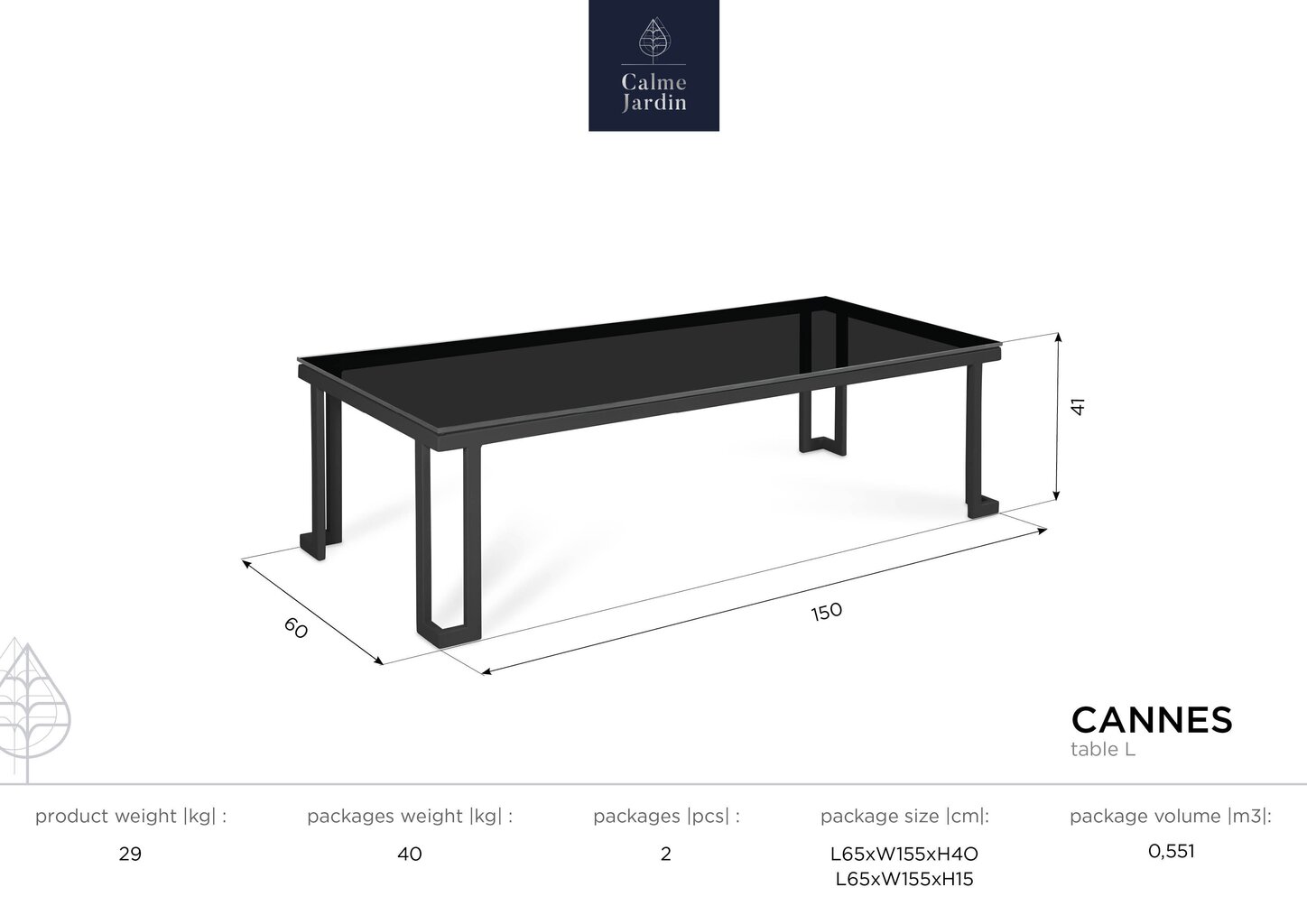 Āra galds Calme Jardin Cannes L, balts cena un informācija | Dārza galdi | 220.lv