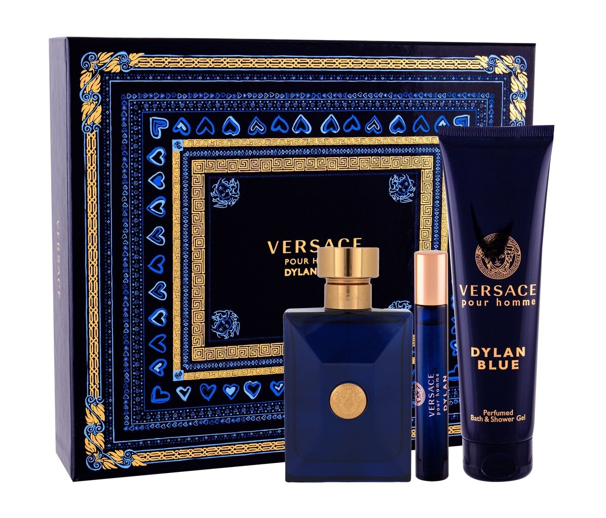 Komplekts Versace Pour Homme Dylan Blue: EDT vīriešiem 100 ml + miniatūra EDT vīriešiem 10 ml + dušas želeja 150 ml цена и информация | Vīriešu smaržas | 220.lv