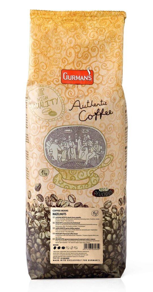 GURMAN'S Lazdu riekstu aromāta kafijas pupiņas, 1 kg цена и информация | Kafija, kakao | 220.lv