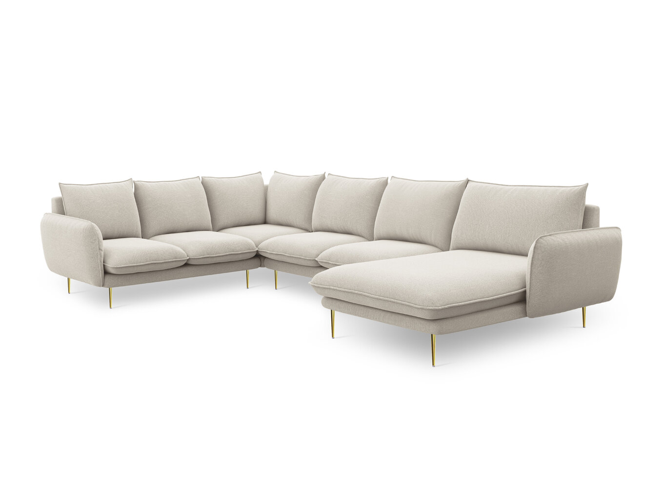 Stūra dīvāns Cosmopolitan Design Panoramic Vienna, gaišas smilškrāsas/zelta krāsas cena un informācija | Stūra dīvāni | 220.lv