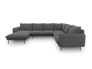 Stūra dīvāns Cosmopolitan Design Panoramic Vienna, tumši pelēks gobelēns/melns cena un informācija | Stūra dīvāni | 220.lv