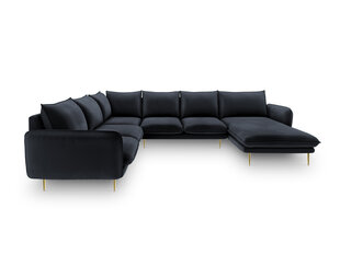 Stūra dīvāns Cosmopolitan Design Panoramic Vienna, tumši zilas/zelta krāsas cena un informācija | Stūra dīvāni | 220.lv