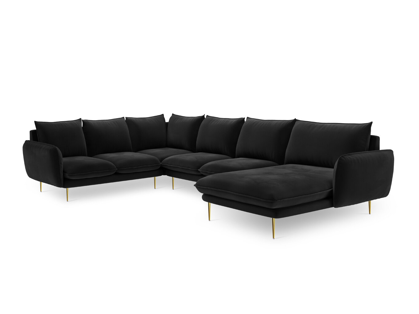 Stūra dīvāns Cosmopolitan Design Panoramic Vienna, melnas/zelta krāsas cena un informācija | Stūra dīvāni | 220.lv