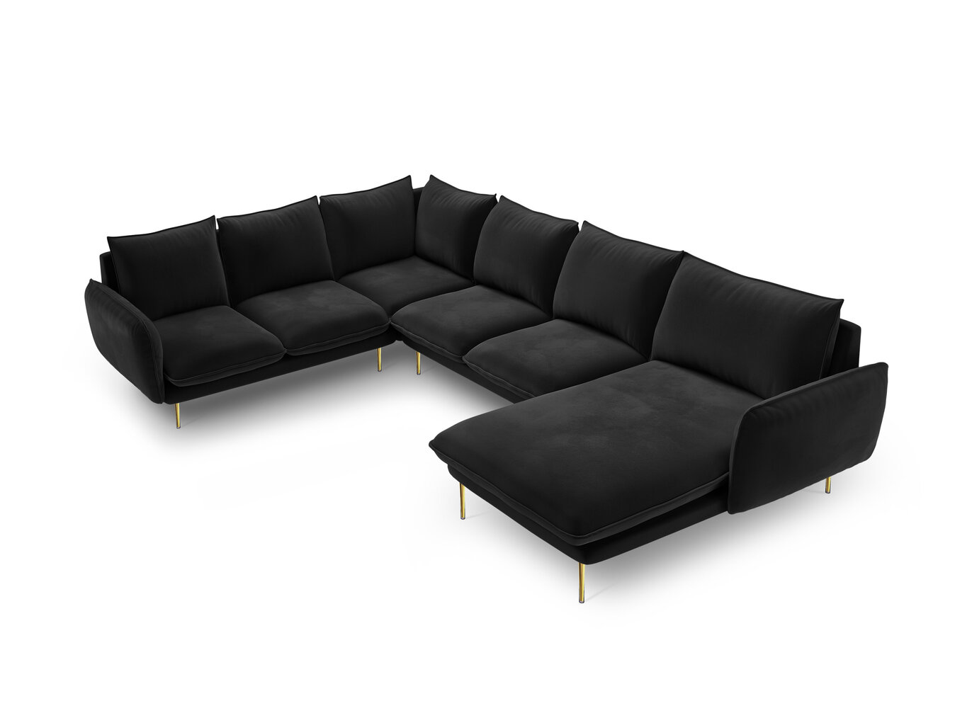 Stūra dīvāns Cosmopolitan Design Panoramic Vienna, melnas/zelta krāsas cena un informācija | Stūra dīvāni | 220.lv