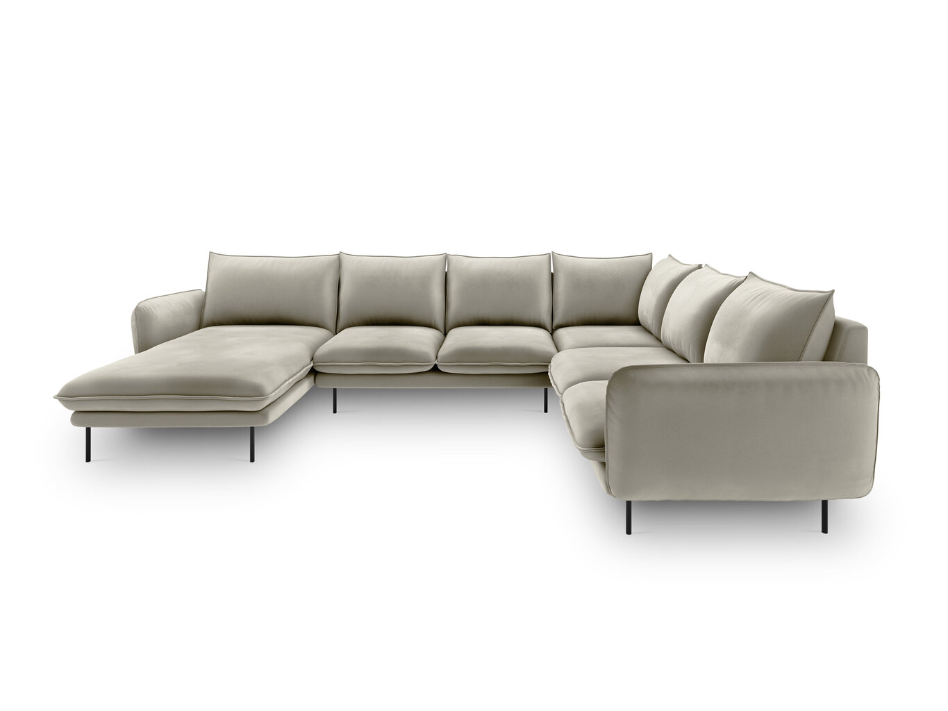 Stūra dīvāns Cosmopolitan Design Panoramic Vienna, smilškrāsas/melnas krāsas cena un informācija | Stūra dīvāni | 220.lv