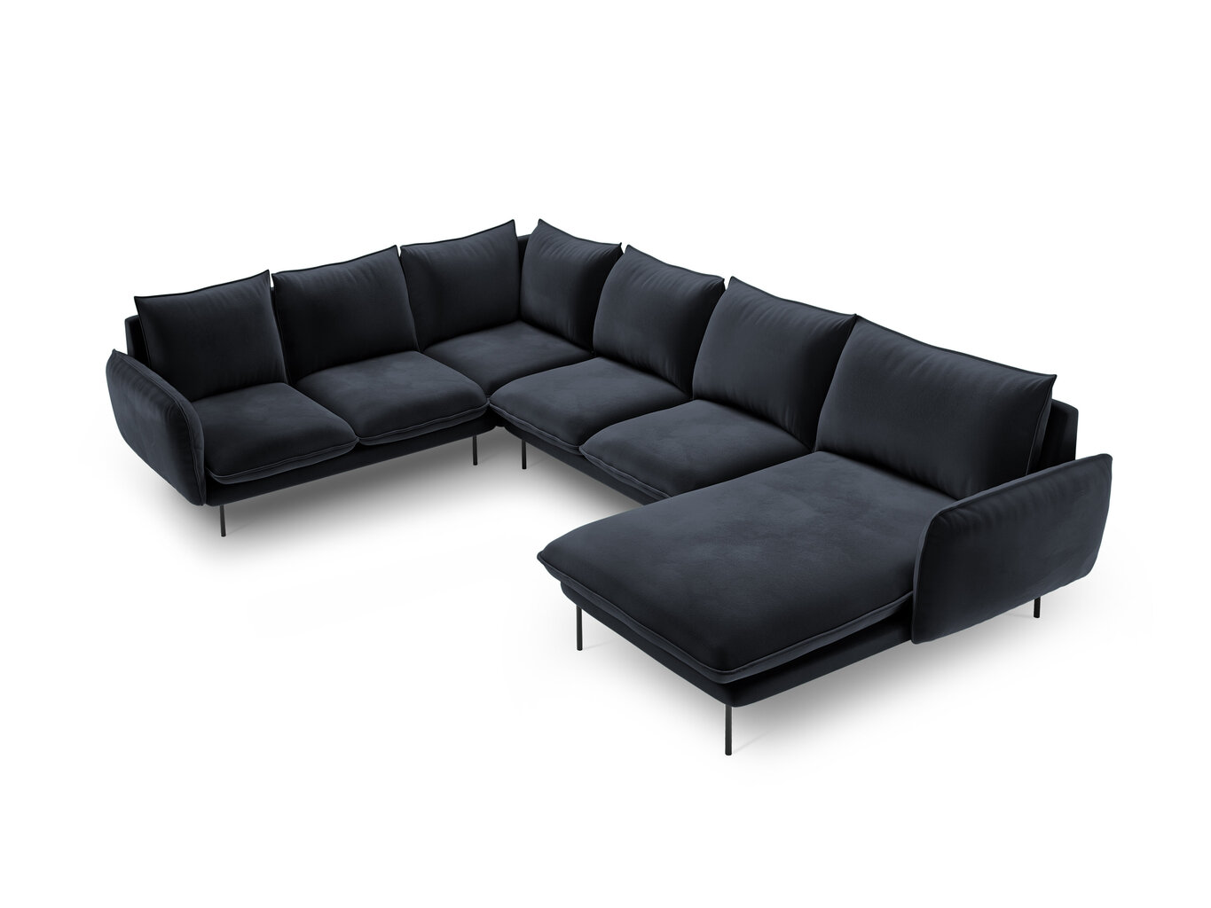 Stūra dīvāns Cosmopolitan Design Panoramic Vienna, tumši zils/melns cena un informācija | Stūra dīvāni | 220.lv