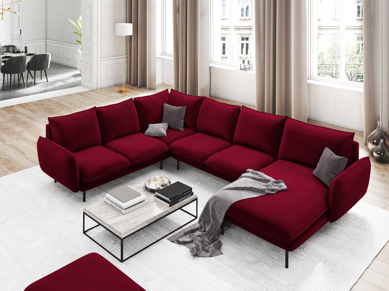 Stūra dīvāns Cosmopolitan Design Panoramic Vienna, sarkans/melns