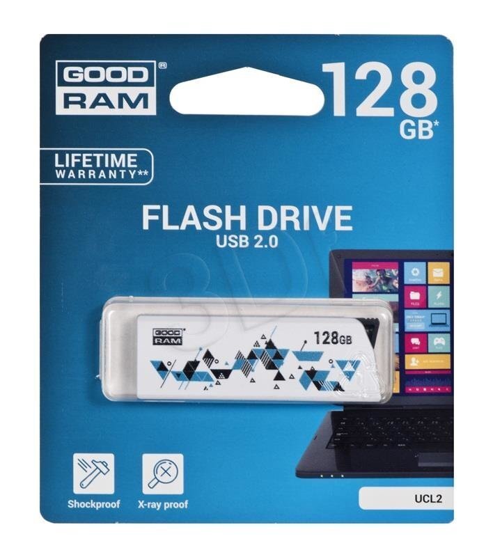 Goodram Flashdrive Cl!ck 128GB USB 2.0 biały цена и информация | USB Atmiņas kartes | 220.lv