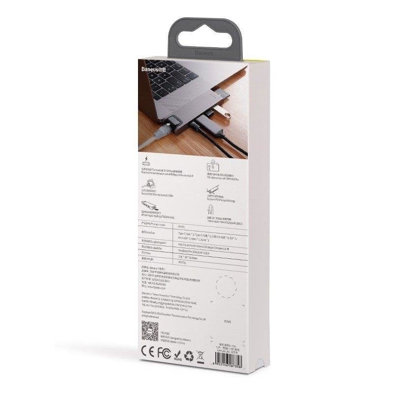 Baseus CAHUB-L0G 7 in 1 dokstacija priekš MacBook / HDMI / 2 x USB 3.0 / USB-C / rj45 / SD / Micro SD Thunderbolt C+ цена и информация | Adapteri un USB centrmezgli | 220.lv