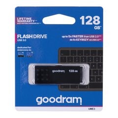GOODRAM FLASHDRIVE 128GB UME3 USB 3.0, melns cena un informācija | USB Atmiņas kartes | 220.lv