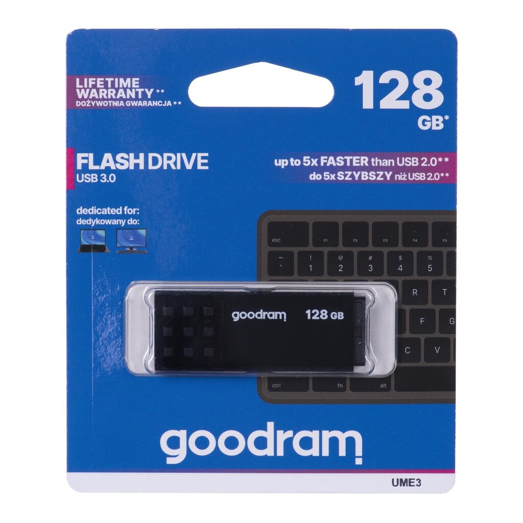 GOODRAM FLASHDRIVE 128GB UME3 USB 3.0, melns цена и информация | USB Atmiņas kartes | 220.lv