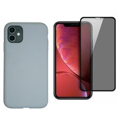 Komplekts - silikona vāciņš paredzēts iPhone 11 Pro pelēks (ice grey) un Privacy aizsargstikls. cena un informācija | Telefonu vāciņi, maciņi | 220.lv