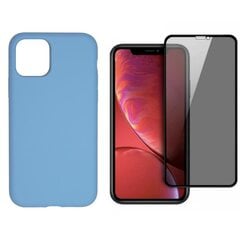 Komplekts - silikona vāciņš paredzēts iPhone 11 Pro zils un Privacy aizsargstikls. cena un informācija | Telefonu vāciņi, maciņi | 220.lv