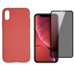 Силиконовый чехол «SoundBerry» Full protection + защитное стекло Privacy для iPhone X/XS цена и информация | Чехлы для телефонов | 220.lv