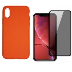 Силиконовый чехол «SoundBerry» Full protection + защитное стекло Privacy для iPhone X/XS цена и информация | Чехлы для телефонов | 220.lv