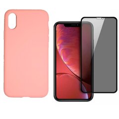 Силиконовый чехол «SoundBerry» Full protection + защитное стекло Privacy для iPhone X/XS цена и информация | Чехлы для телефонов | 220.lv