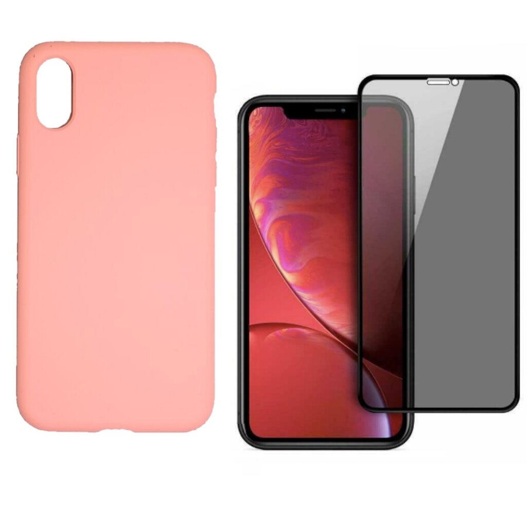 Силиконовый чехол «SoundBerry» Full protection + защитное стекло Privacy  для iPhone X/XS цена | 220.lv