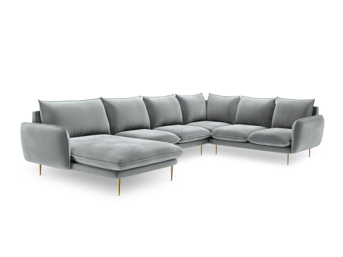 Stūra dīvāns Cosmopolitan Design Panoramic Vienna, gaiši pelēkas/zelta krāsas cena un informācija | Stūra dīvāni | 220.lv