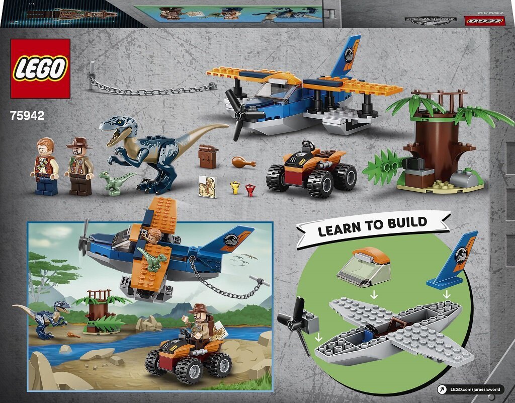 75942 LEGO® Jurassic World Velociraptors: glābšanas misija ar divplāksni cena un informācija | Konstruktori | 220.lv