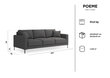 Trīsvietīgs dīvāns Kooko Home Poeme, tumši pelēks/melns cena un informācija | Dīvāni | 220.lv