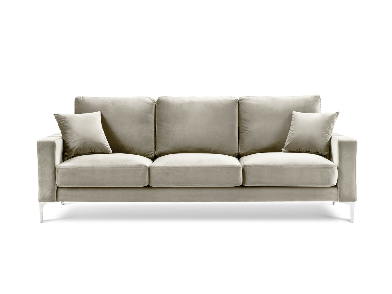 Trīsvietīgs samta dīvāns Kooko Home Lyrique, smilškrāsas цена и информация | Dīvāni | 220.lv