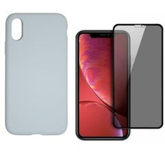 Komplekts - silikona vāciņš paredzēts iPhone X/XS pelēks (ice grey) un Privacy aizsargstikls. cena un informācija | Telefonu vāciņi, maciņi | 220.lv