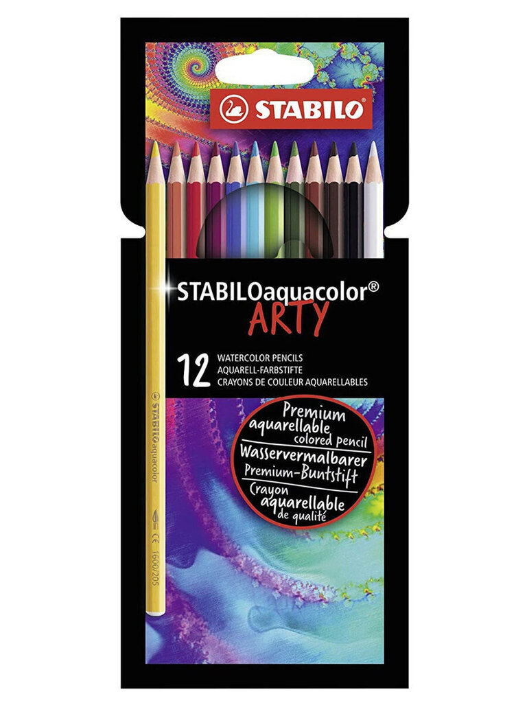 Akvareļzīmuļi Stabilo Aquacolor ARTY, 12 krāsas cena un informācija | Modelēšanas un zīmēšanas piederumi | 220.lv