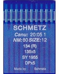 Набор игл для промышленных швейных машин «Schmetz» 134(R) № 80 10 шт. цена и информация | Принадлежности для шитья | 220.lv