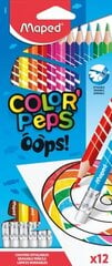 Krāsainie zīmuļi ColorPeps Oops! 12gab. ar gumiju cena un informācija | Modelēšanas un zīmēšanas piederumi | 220.lv