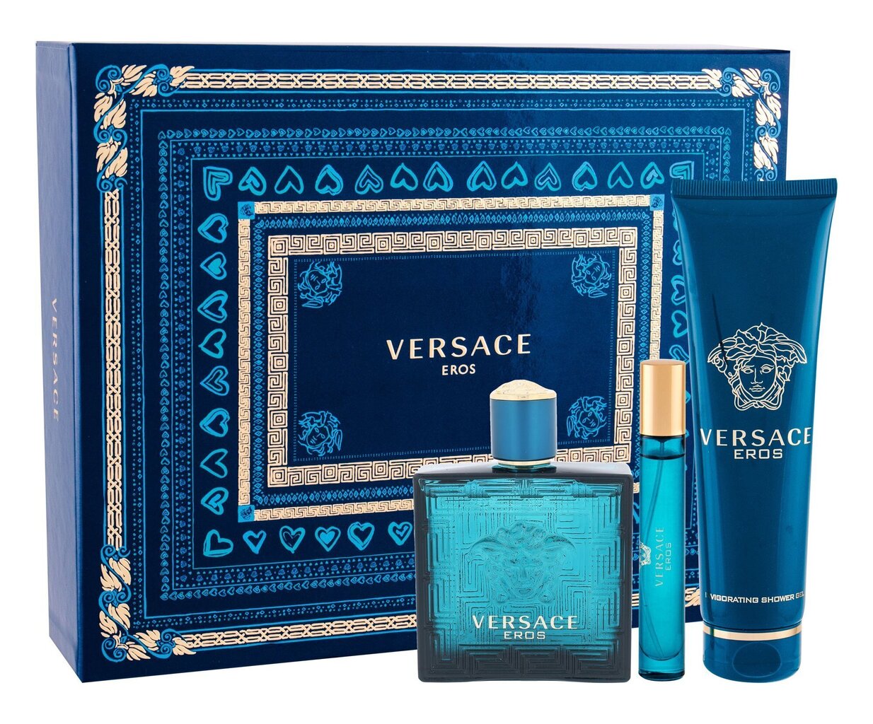 Komplekts Versace Eros: EDT vīriešiem 100 ml + EDT vīriešiem 10 ml + dušas želeja 150 ml цена и информация | Vīriešu smaržas | 220.lv