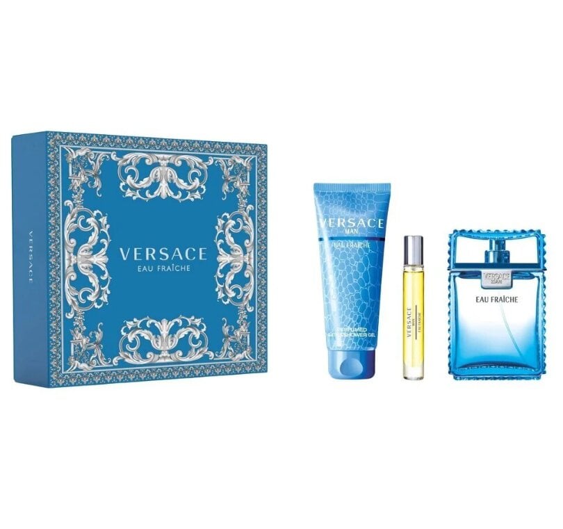 Komplekts Versace Man Eau Fraiche: EDT vīriešiem 100 ml + EDT vīriešiem 10 ml + dušas želeja 150 ml cena un informācija | Vīriešu smaržas | 220.lv