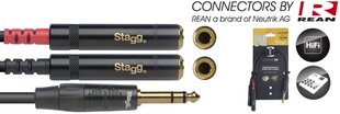 REAN 6.35mm Jack TRS - 2 x 6.35mm Jack/f TRS 10 cm cena un informācija | Kabeļi un vadi | 220.lv