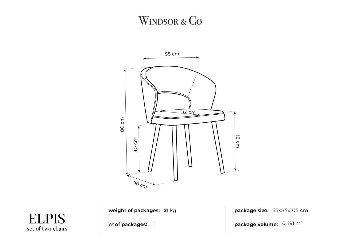 2-u krēslu komplekts Windsor and Co Elpis, dzeltens цена и информация | Virtuves un ēdamistabas krēsli | 220.lv