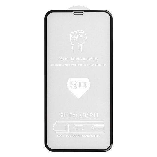iPhone 11 ekrāna aizsargstikliņš Full Glue 5D, melns cena un informācija | Ekrāna aizsargstikli | 220.lv