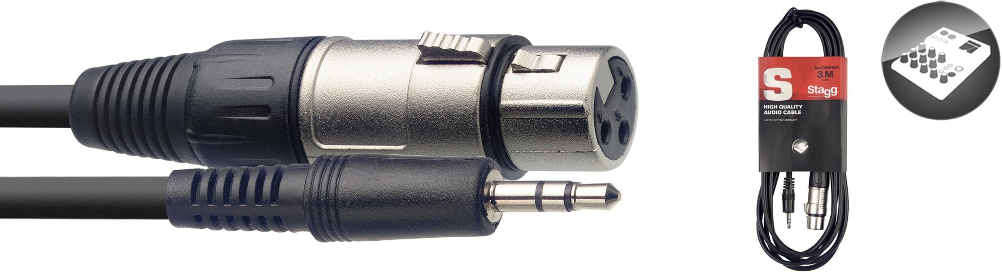 Stagg 3.5mm miniJack TRS - XLR/f 3m cena un informācija | Kabeļi un vadi | 220.lv