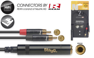 Stagg REAN 6.3мм TRS/f - 2 x RCA 10см цена и информация | Кабели и провода | 220.lv