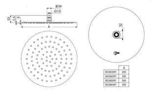 Zermapmetuma termostatiskās sistēmas komplekts Ideal Standard Ceratherm 100 ar stacionāro dušas galvu uz sienas BD006XC цена и информация | Душевые комплекты и панели | 220.lv