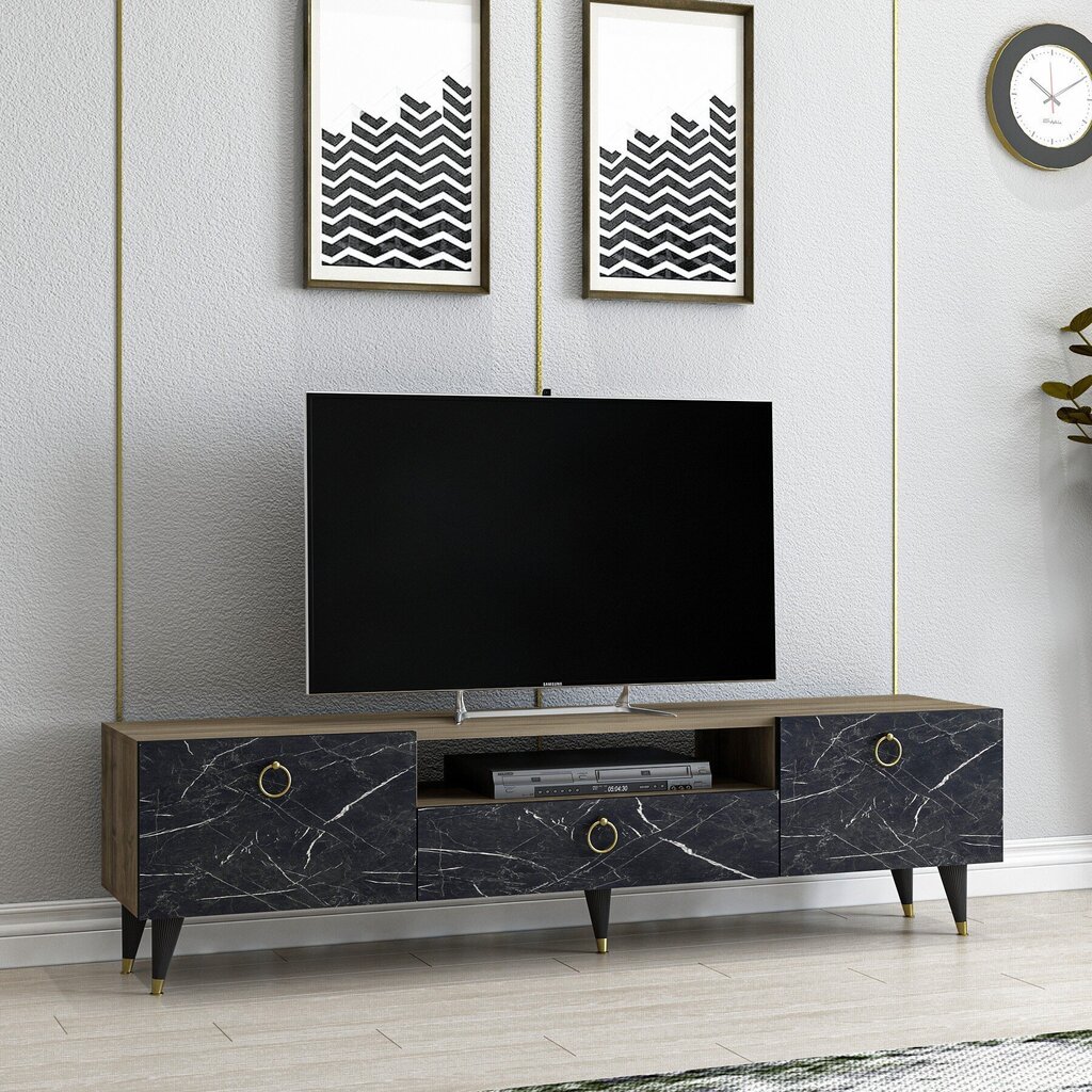 TV galdiņš Kalune Design Cavelli, brūns/melns cena un informācija | TV galdiņi | 220.lv