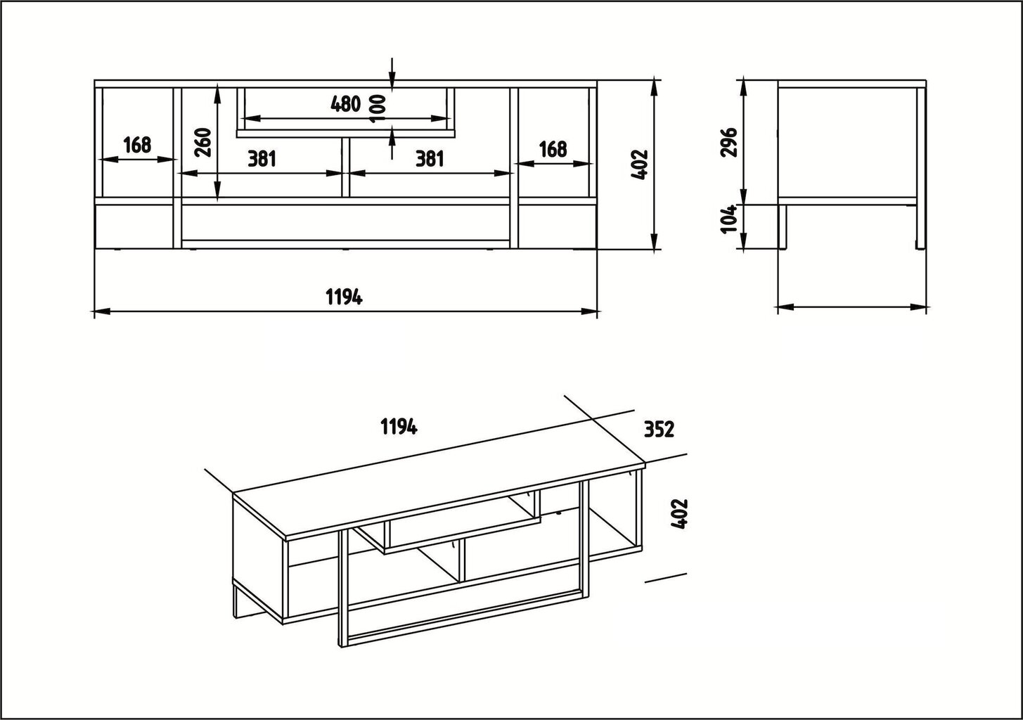 TV galdiņš Kalune Design Asal 120 cm, ozola krāsas/melns cena un informācija | TV galdiņi | 220.lv