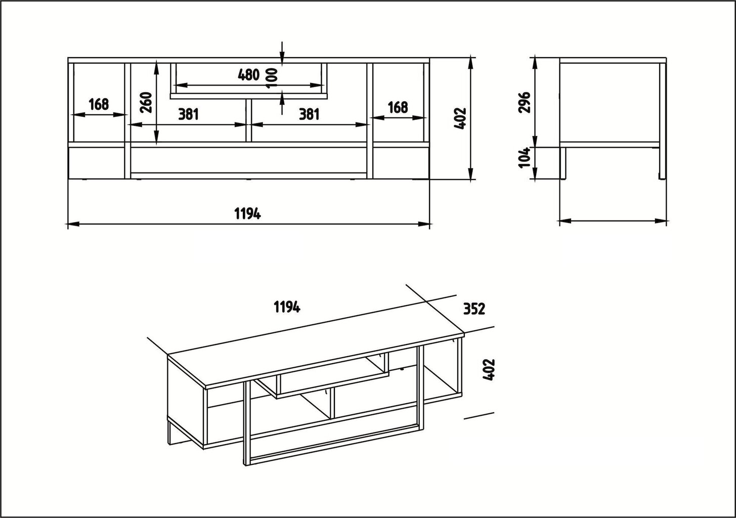 TV galdiņš Kalune Design Asal 120 cm, brūns/melns cena un informācija | TV galdiņi | 220.lv