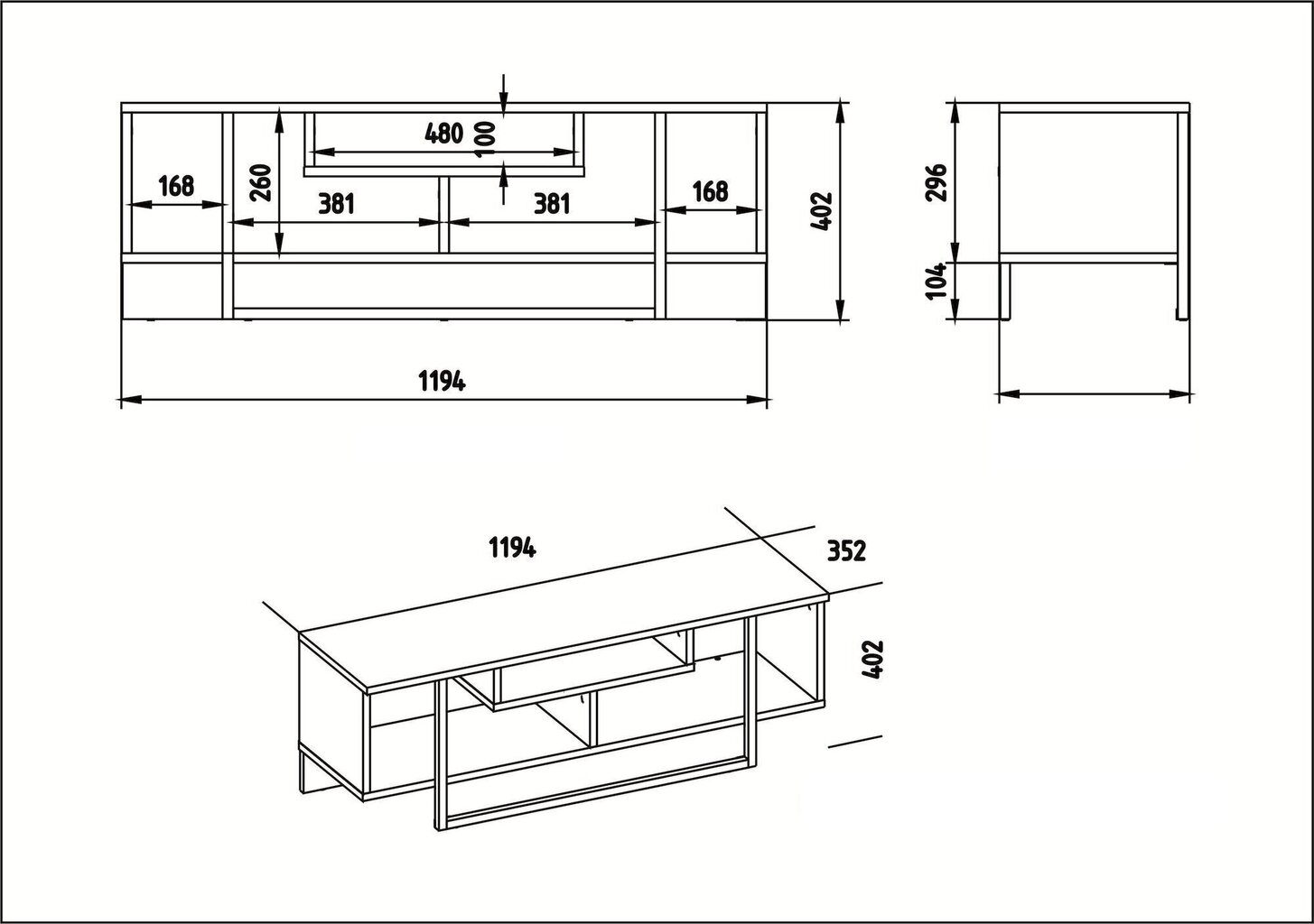 TV galdiņš Kalune Design Asal 120 cm, balts/ozola krāsas cena un informācija | TV galdiņi | 220.lv